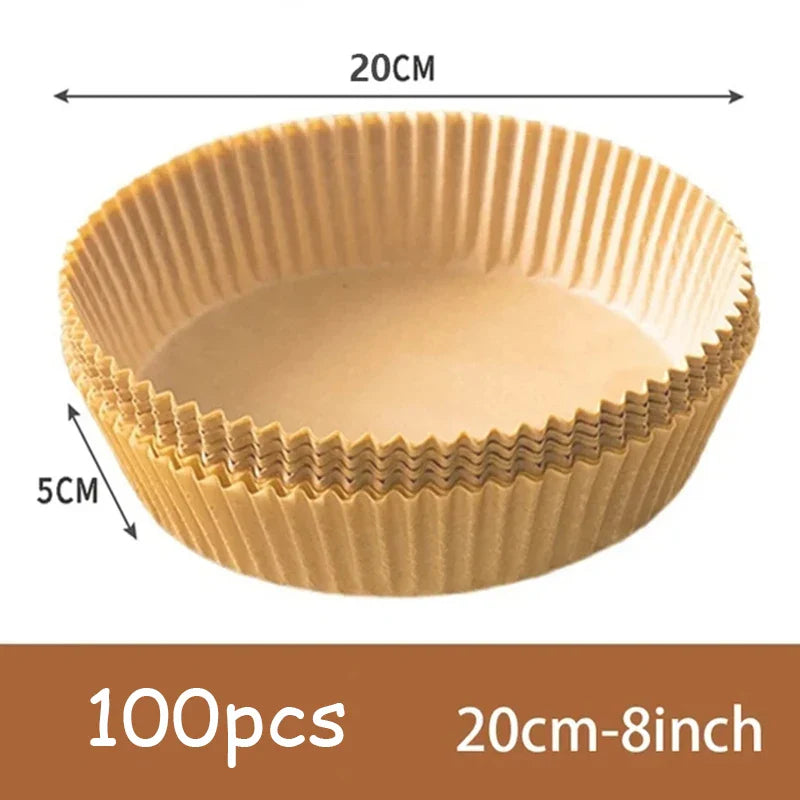 50Pcs Disposable Non-Stick Air Fryer Paper Liners – Round Baking Sheets Kitchen Airfryer Accessories for Easy Cooking & Cleanup