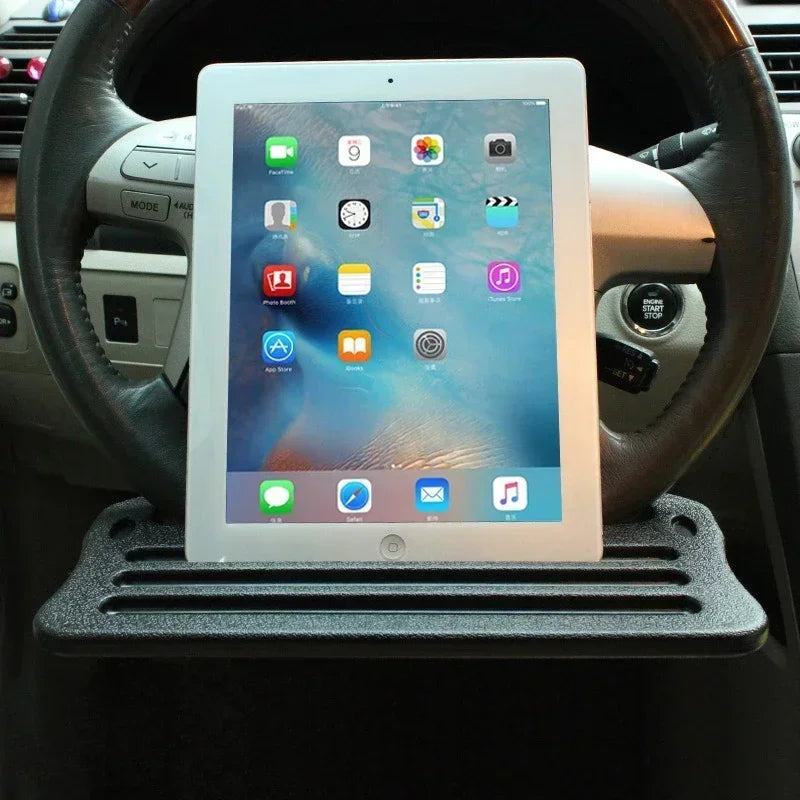 Portable Car Laptop Desk Mount Stand — Steering Wheel Tray Table for Work, Dining & Drinks