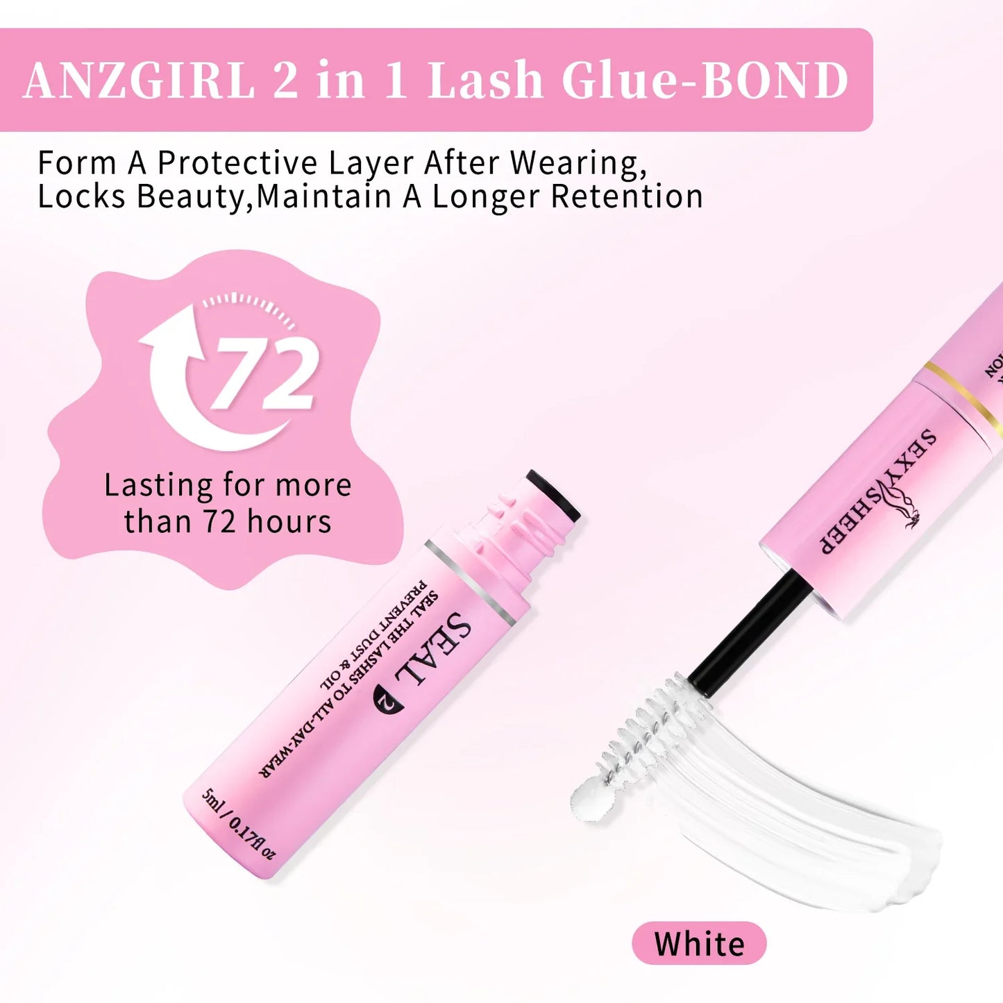 48H Eyelash Glue and Seal for Clusters – Strong Hold, Long-Lasting Adhesive for Lash Extensions