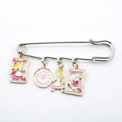 Alice in Wonderland Brooch - Cute Enamel Rabbit, Clock and Poker Shape Pins for Bags, Hats and Clothing