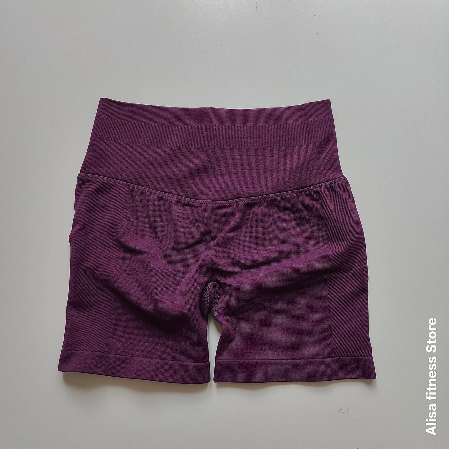 Summer High Waisted Yoga Shorts - Seamless Tummy Control Fitness Running Shorts with Solid Color Stretch Leggings Style