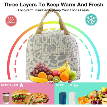 Ink Pattern Insulated Lunch Bag - Bento Box Cooler Tote with Ice Pack for Travel & Picnic