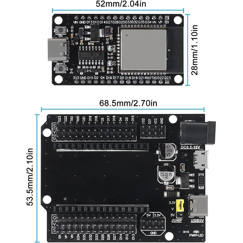 ESP32-DevKitC-32 Development Board - CH340C WiFi & Bluetooth Dual-Core Microcontroller Expansion Board