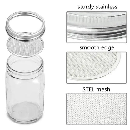 16/32oz Sprouting Jar Kit - Wide Mouth Mason Jars with Screen Lids for Indoor Seed Germination & Sprout Growing