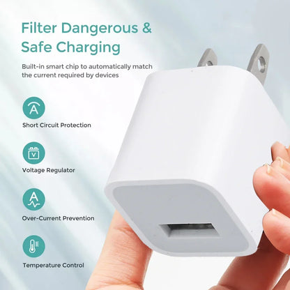 1-5 Pcs USB Wall Charger Adapter – Fast Charging for iPhone 14, 13, 12, 11 Pro Max, XR, XS, 8, 7, iPad, US Plug