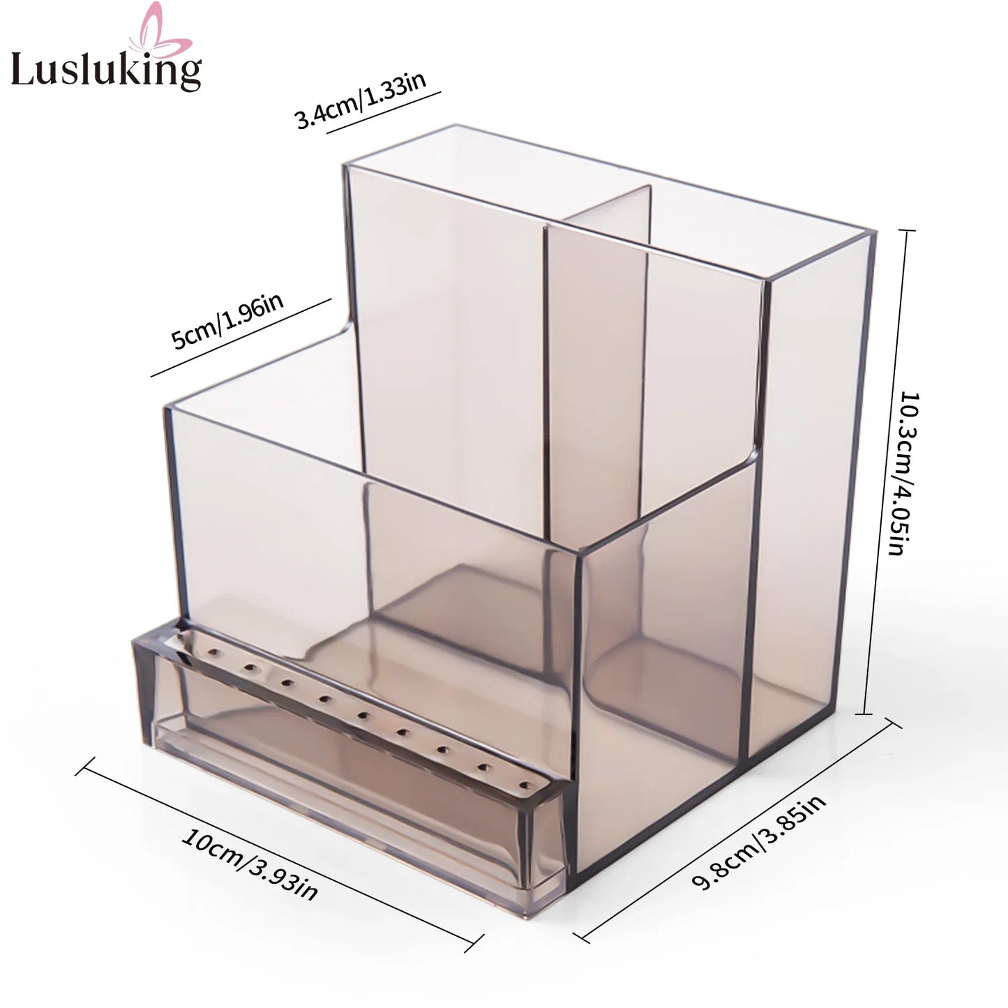 Translucent Nail Drill Machine Organizer | 3-Row Acrylic Storage for Nail Bits & Tools
