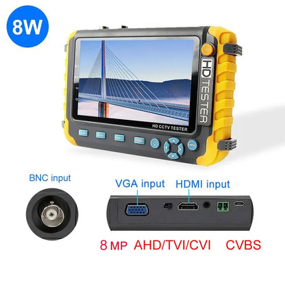 8MP CCTV Tester 5-Inch Monitor – 4K AHD/CVI/TVI/CVBS Camera Tester with HDMI & VGA Input, Mini CFTV Display