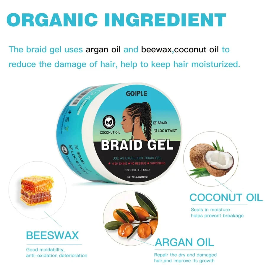 Tea Tree Mint Braid Styling Gel 100g - Edge Control, Frizz Smoothing & Loc Styling Pomade