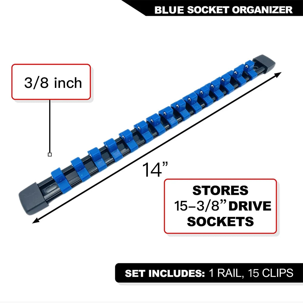 Socket Organizer Set - 1/4 3/8 1/2 Inch Socket Holder Trays for Tool Box Drawers & Storage Rails
