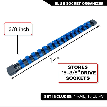 Socket Organizer Set - 1/4 3/8 1/2 Inch Socket Holder Trays for Tool Box Drawers & Storage Rails