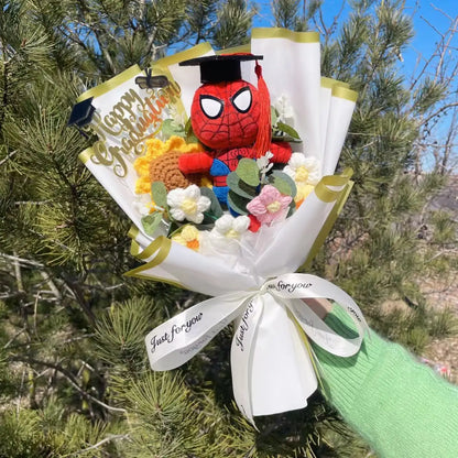 Superhero Plush Dolls — Handmade Spider-Man, Hulk, Superman & Captain America Bouquet Toys, Gift for Boys, Graduation, Christmas & Birthday