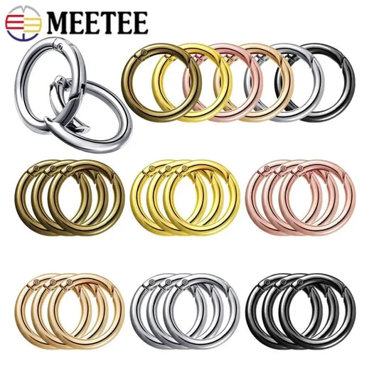 10Pcs Metal O Ring Spring Clasps - 10-38mm Openable Round Carabiner Snap Hooks for Keychains, Bags & DIY Jewelry Accessories