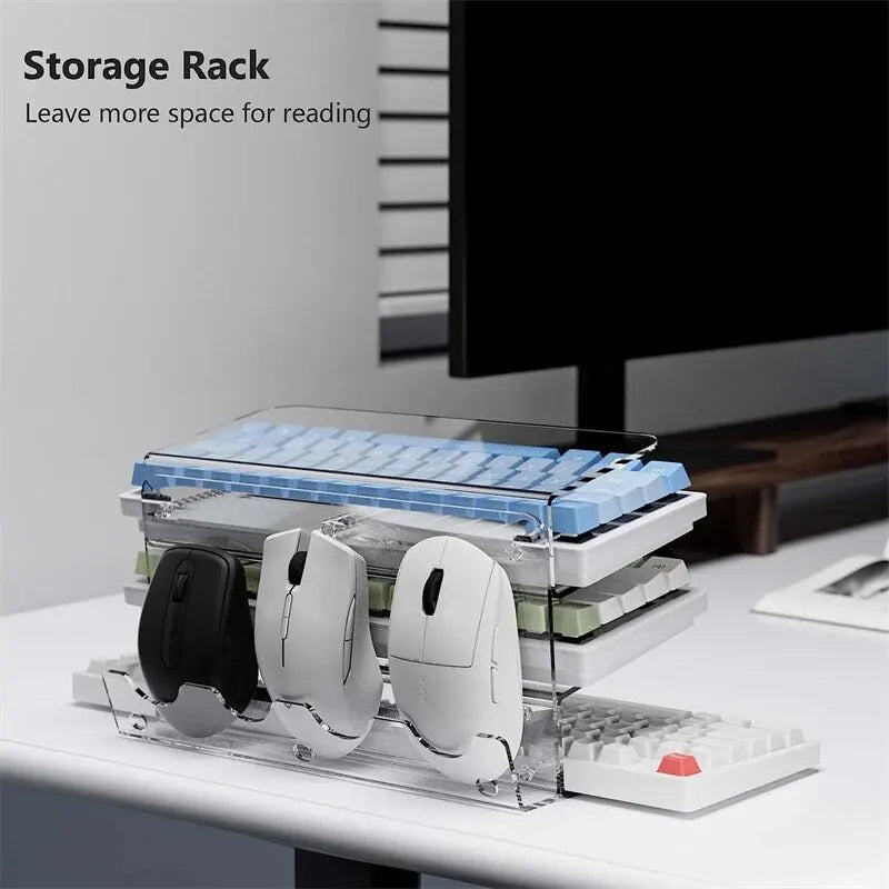 3-Tier Acrylic Keyboard Display Stand, Lightweight Frame Shelf for Keyboard Storage, Ideal for Study Rooms & Exhibition Halls
