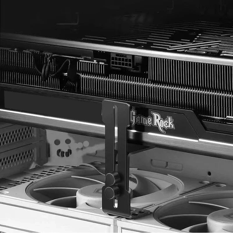Adjustable GPU Support Bracket - Metal Graphics Card Holder with Fan Support Mount for PC Chassis