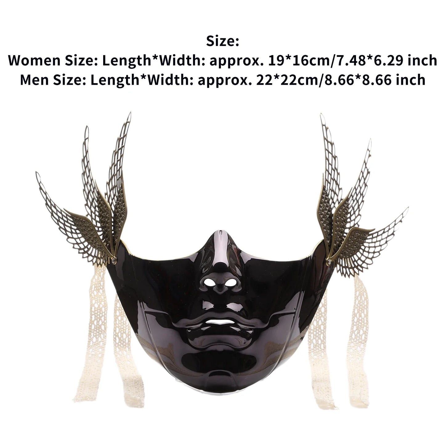 Cyberpunk Mechanical Half Face Mask — Technological Wings Mask for Men & Women, Halloween, Carnival, Dress-Up Props