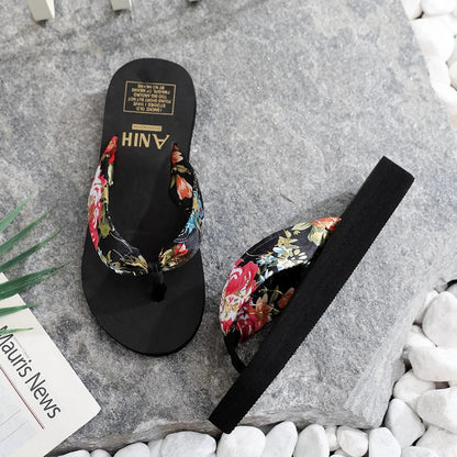Women’s Summer EVA Slippers - Bohemian Satin Ribbon Flip Flops Casual Beach Sandals for Ladies