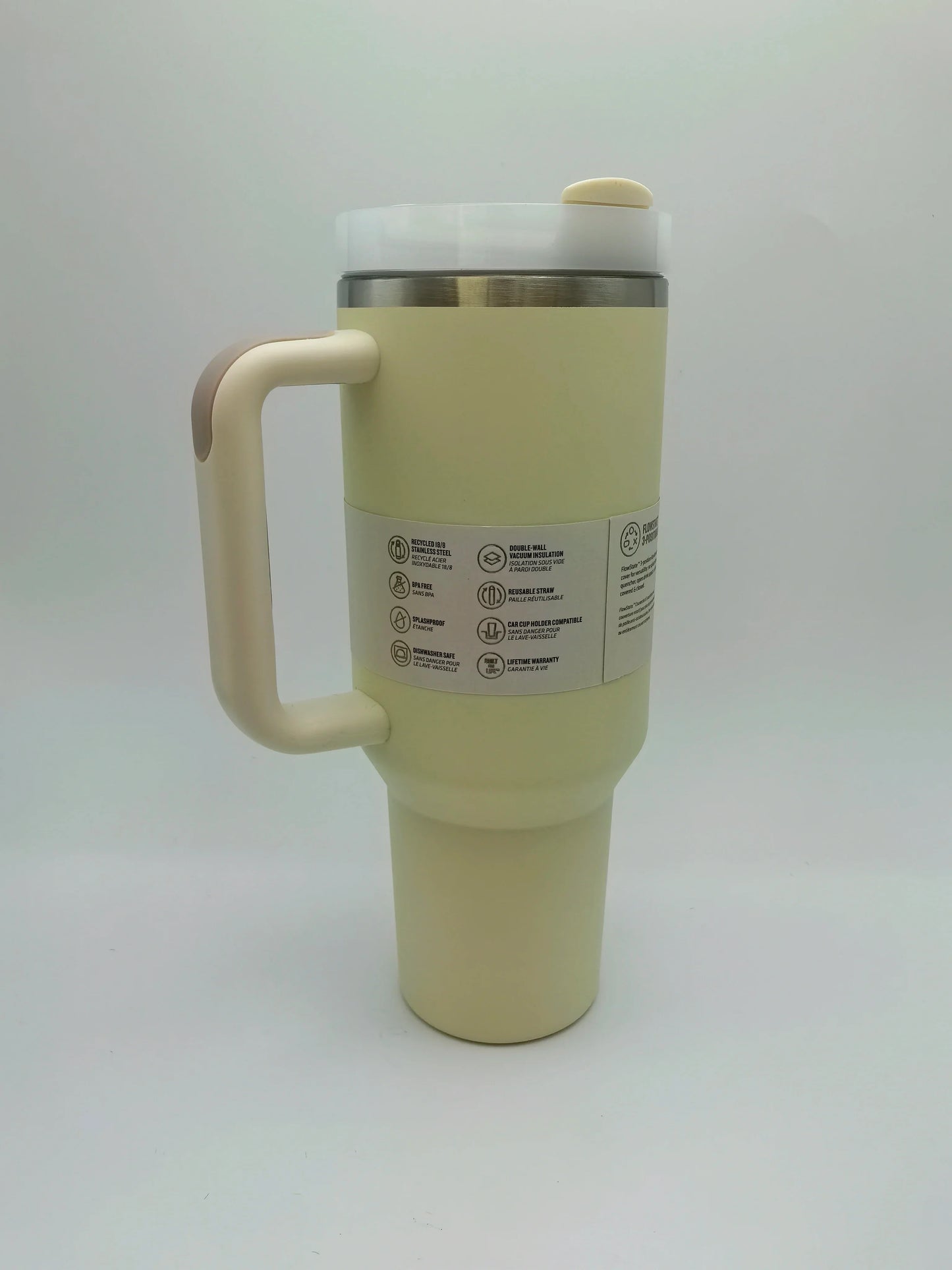 40oz Insulated Stainless Steel Tumbler — Travel Cup with Handle, Straw & Cup Holder, BPA-Free