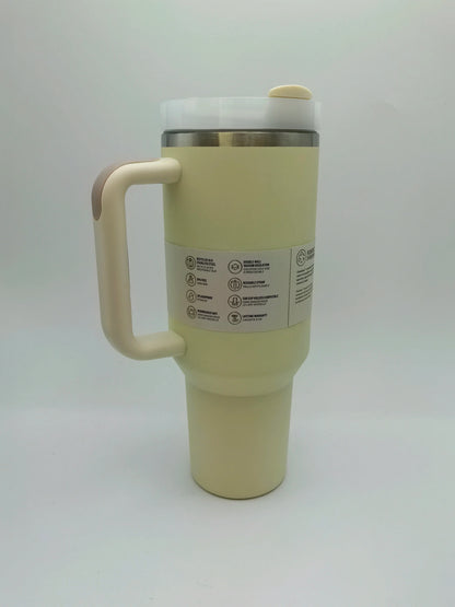 40oz Insulated Stainless Steel Tumbler — Travel Cup with Handle, Straw & Cup Holder, BPA-Free