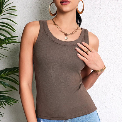 Women’s Multi-Piece Ribbed Vest Set - Solid Color Casual Layering Tops & Sports Fashion Tank Collection