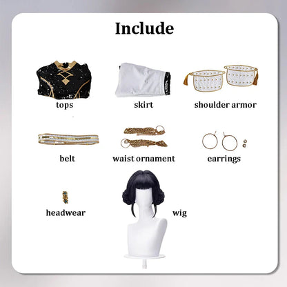 Rumi Zoey Mira Cosplay Costume Wig – Black & Gold Women’s Halloween Party Role-Playing Outfit