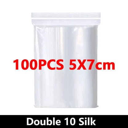 100PCS Thick Zipper Sealed Bags – Clear Plastic Storage Bags for Jewelry, Food Packing, Reclosable Ziplock Bags