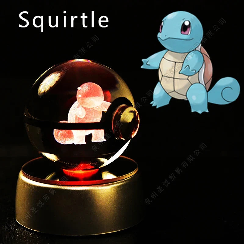Pokémon Crystal Ball Night Light - 3D Pikachu Gengar Mewtwo Glass Lamp Statue Kids Birthday Gift
