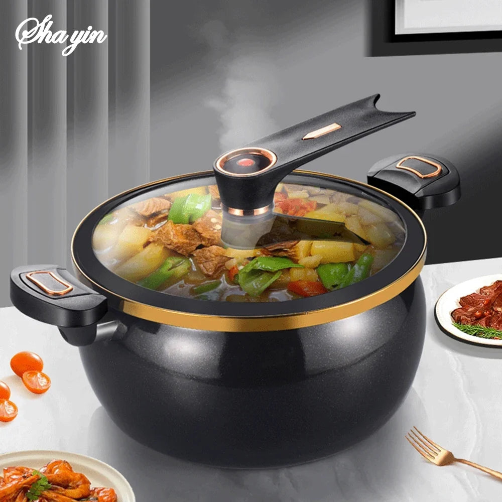 7L Chubby Micro Pressure Pot - Large Capacity Non-Stick Multi-Functional Stew Pot for Gas & Induction Cooking