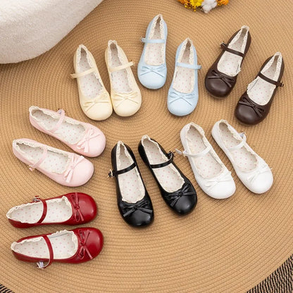 Women’s Mary Janes Flats – Pink & White Round Toe Lolita Ballet Shoes with Buckle Strap, Spring Autumn Plus Size