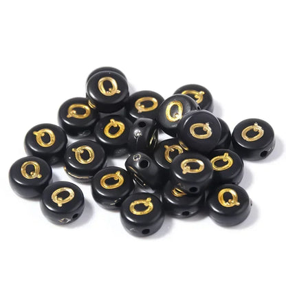 A-Z Alphabet Beads Set - 100-500pcs Black Gold Acrylic Letter Beads for DIY Jewelry Making Charm Bracelets Accessories