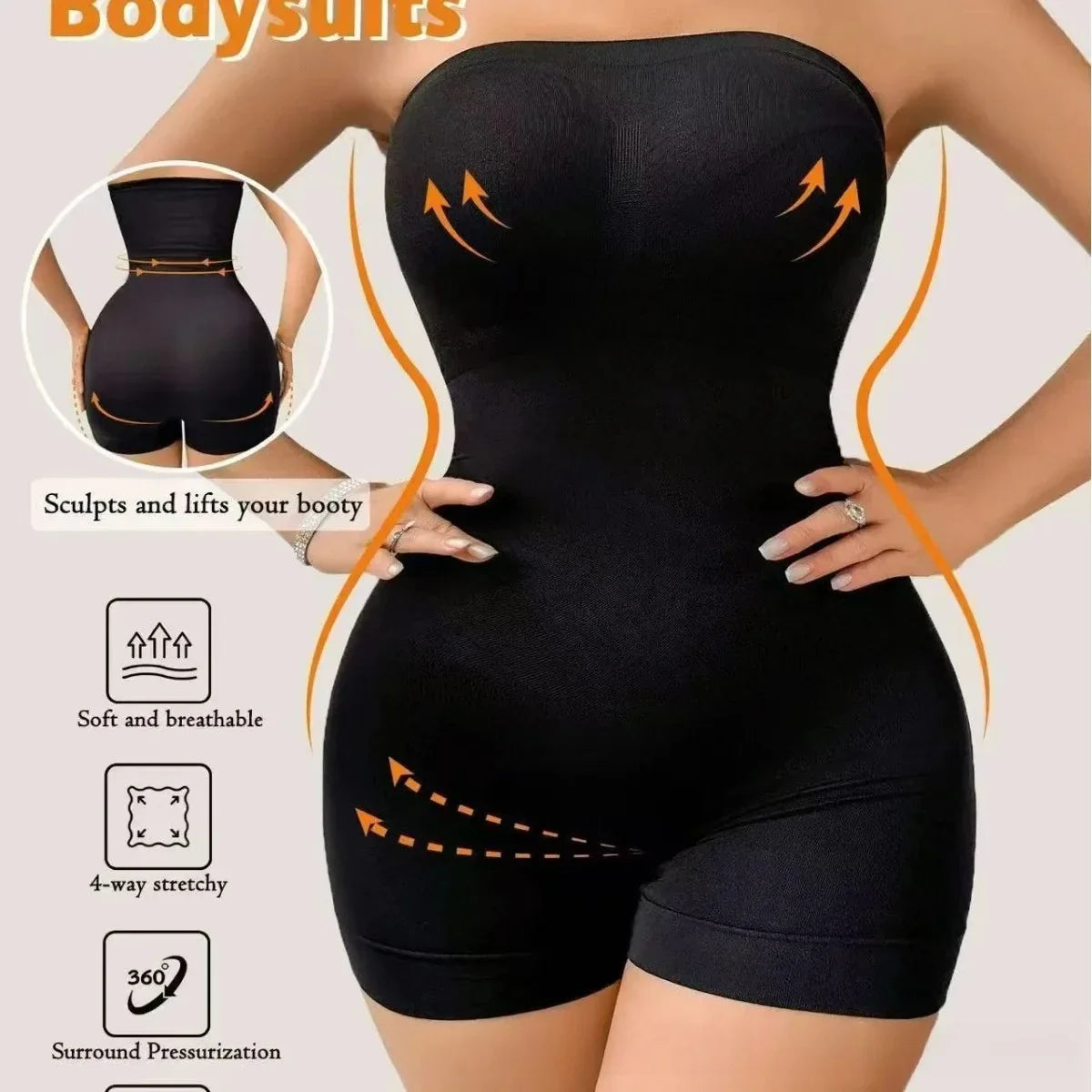 Women’s Seamless Shapewear Bodysuit - High-Waisted Tummy Control & Hip-Lifting Body Shaper