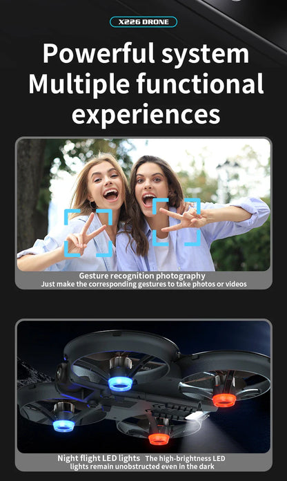 X226 Drone VR – Brushless RC Quadcopter with Dual HD Camera, Optical Flow Hover, Obstacle Avoidance, Remote Control Toy for Boys