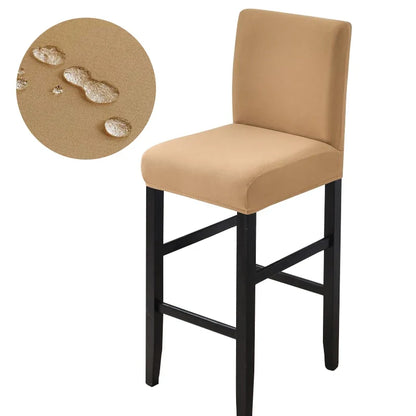 Waterproof Bar Stool Covers - Stretch Short Back Chair Protector Covers for Kitchen Dining Room Cafe Counter Height Seats