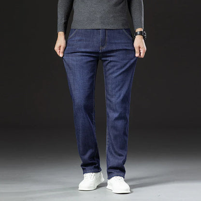 Men’s Winter Lamb Fluff Denim Pants – Fleece-Lined Straight Jeans, Thick High-Waist Slim Stretch Jeans, Big Size 40 Warm Vaqueros
