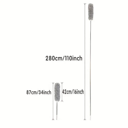 2.8M Extendable Chicken Feather Duster - Curved Ceiling Cleaning Broom with Electrostatic Dust Collector