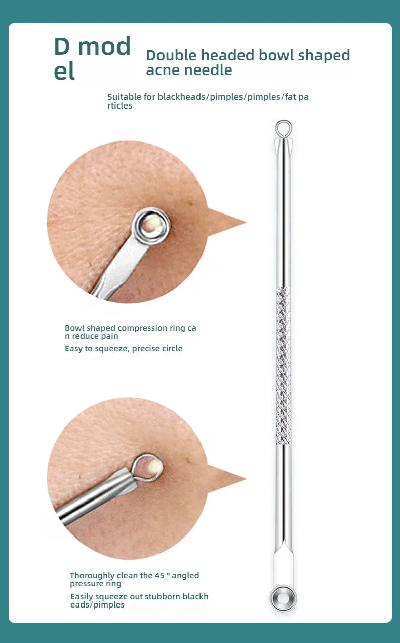 1/3/8PCS Stainless Steel Blackhead Removal Tool Set – Facial Tweezers, Acne Needles & Beauty Blackhead Removers