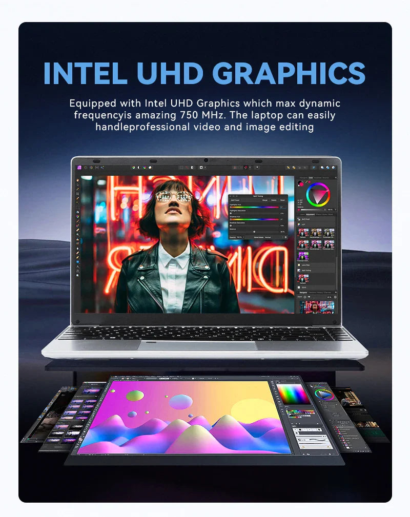 FIREBAT A14 Laptop — 14.1" FHD | Intel N5095 | 16GB LPDDR4 RAM | 512GB/1TB SSD | Lightweight Business Notebook with Fingerprint Unlock