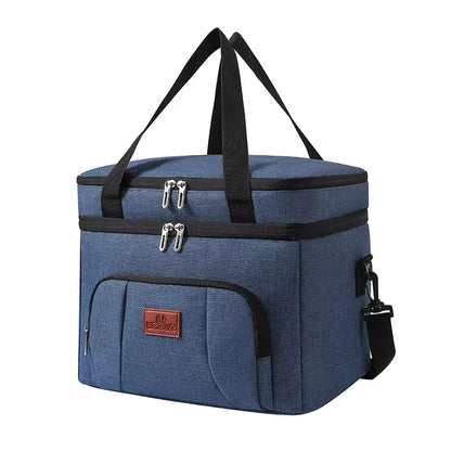 Multifunctional Double-Layer Tote Cooler Bag – Large Capacity Travel and Picnic Lunch Box with Shoulder Strap for Men and Women