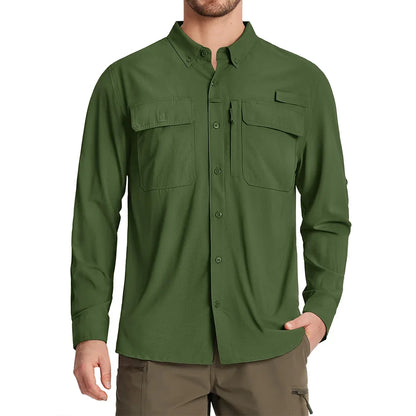 TACVASEN Men's UPF 50+ Fishing Shirt - Quick-Dry Long Sleeve Outdoor Hiking & Work Shirt