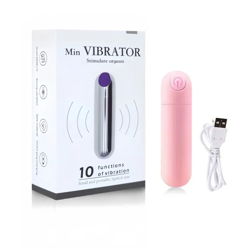USB Rechargeable Mini Bullet Vibrator - 10 Speed Clitoral & G Spot Massage Stimulator for Women