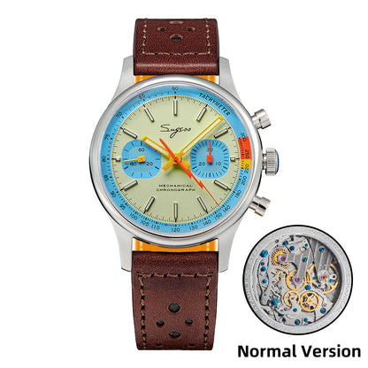 Sugess Pilot Watch – Seagull Movement Mechanical Chronograph, Swan-Neck, Sapphire Crystal, Military Racing 1963 Limited Edition