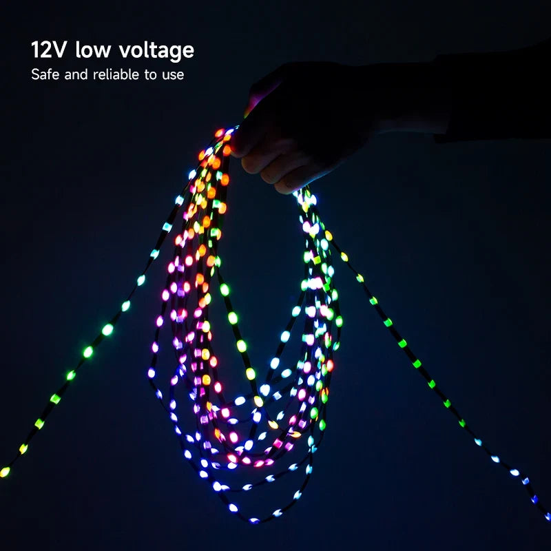 WS2811 RGB Pixel String Lights - DC12V 3-Pin Addressable IP68 Fairy Lights for Room, Ramadan & Outdoor Decor
