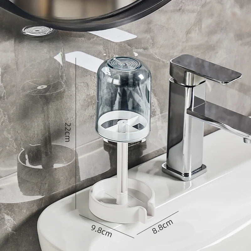 Bathroom Toothbrush Holder - Dust Cover Drainage Organizer with Multifunctional Toothbrush and Cup Storage