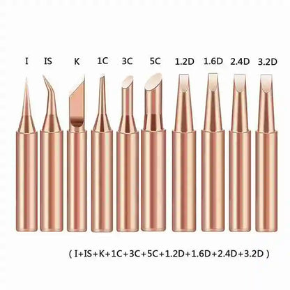 10Pcs 900M Soldering Iron Tips - Pure Copper Welding Replacement Heads for Electric Soldering Tools