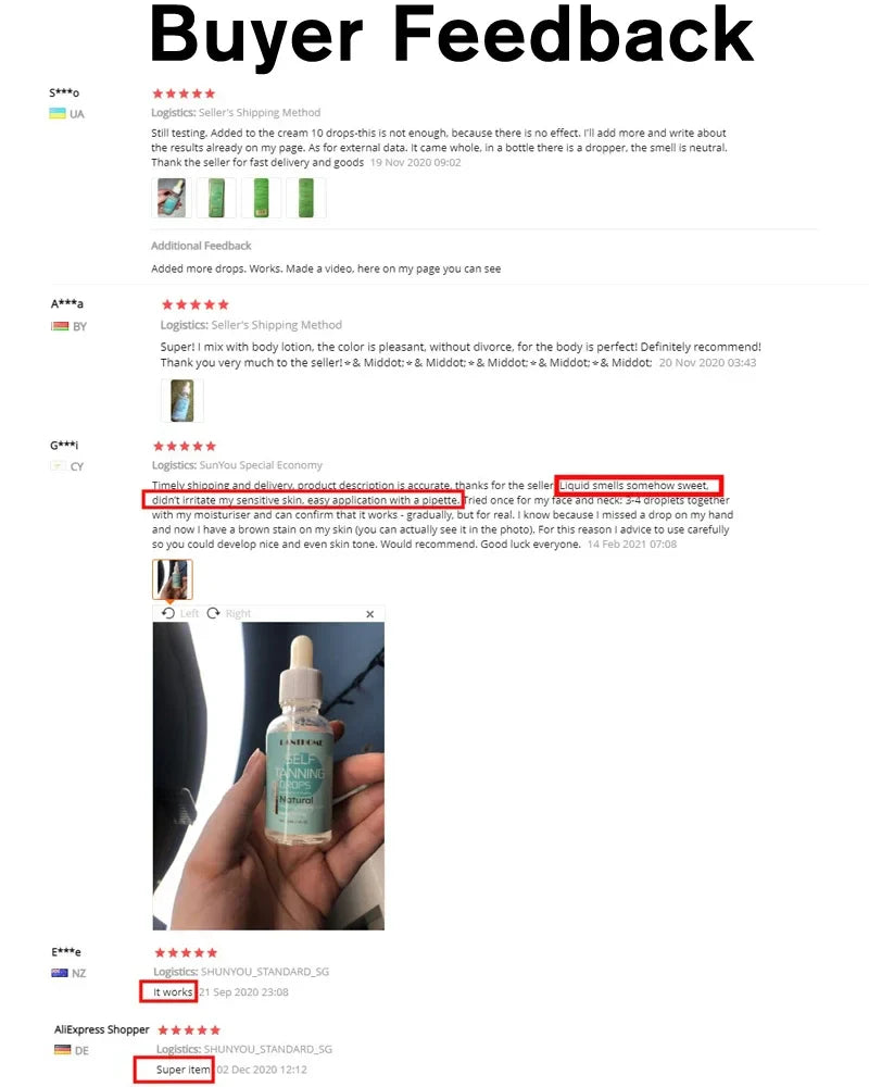 30ml Self-Tanning Drops — Natural-Looking Sunless Body Tanner Lotion for Skin Care
