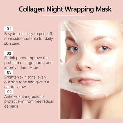 75g Collagen Night Peel-Off Mask – Moisturizing, Brightening & Firming Facial Mask for Hydrating, Smoothing & Skin Rejuvenation