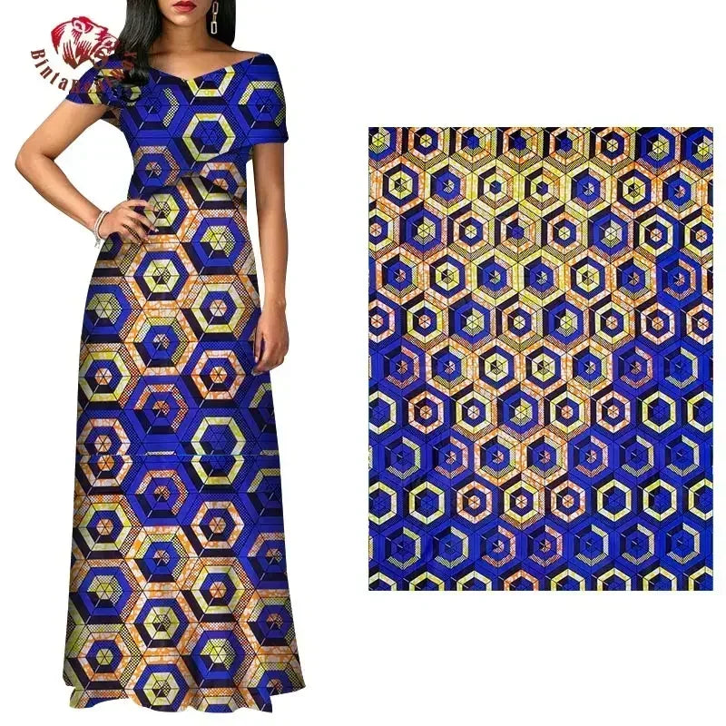 BintaRealWax Geometric Ankara Fabric - Polyester Sewing Cloth by the Yard FP6258