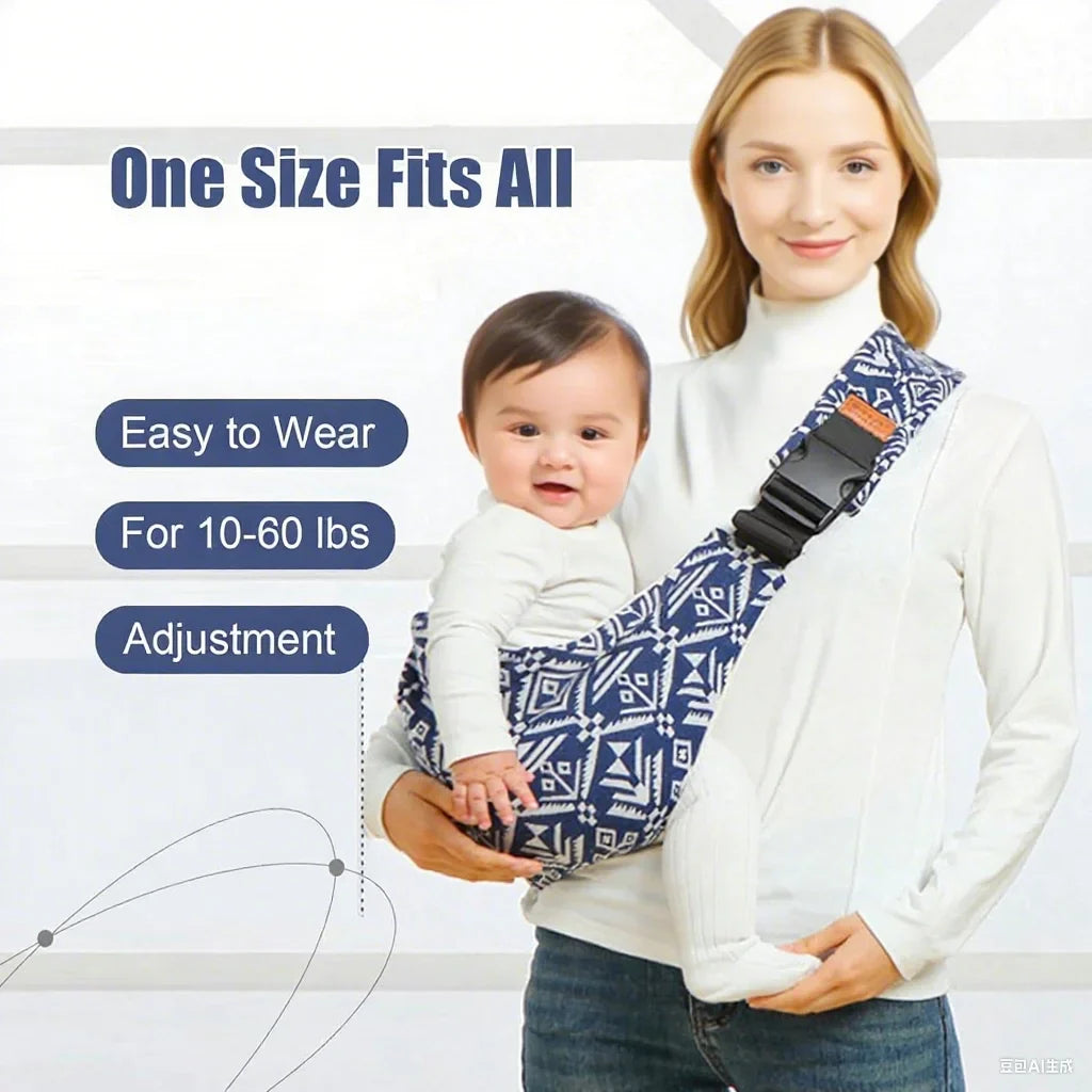 Newborn Baby Carrier Sling – Adjustable Ergonomic Crossbody Wrap & Hip Seat Infant Holder Bag for Hands-Free Comfortable Carrying