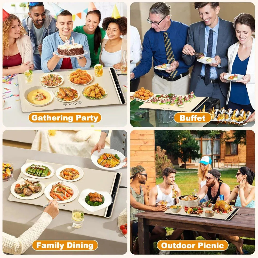 Electric Warming Tray – Foldable Silicone Food Warmer Plate, Fast Heating Portable Mat for Parties