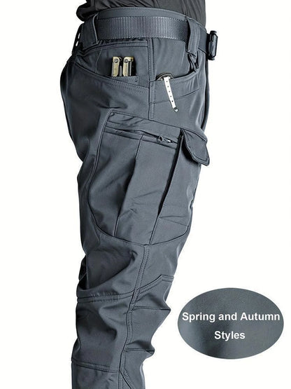 Men's Multi-Pocket Cargo Pants - Stretchy Breathable Outdoor Casual Trousers with Regular Fit Design