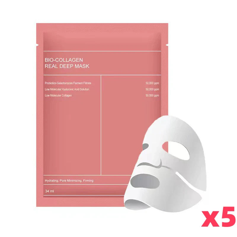 Bio Collagen Face Mask – 20/10/5PCs Shrink Pores, Deep Hydrating Overnight Mask for Moisturizing, Brightening & Skin Care